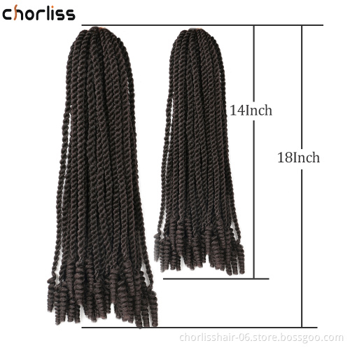 Wholesale 18'' 14'' Curly End Afro Synthetic Crochet Braiding Hair Bug Ombre Dreadlocks Senegal Twist Spring  For Women Daily